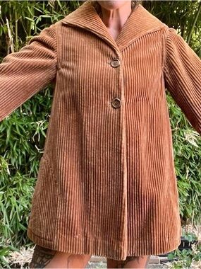Women’s Corduroy A-Line Coat Jacket in Camel